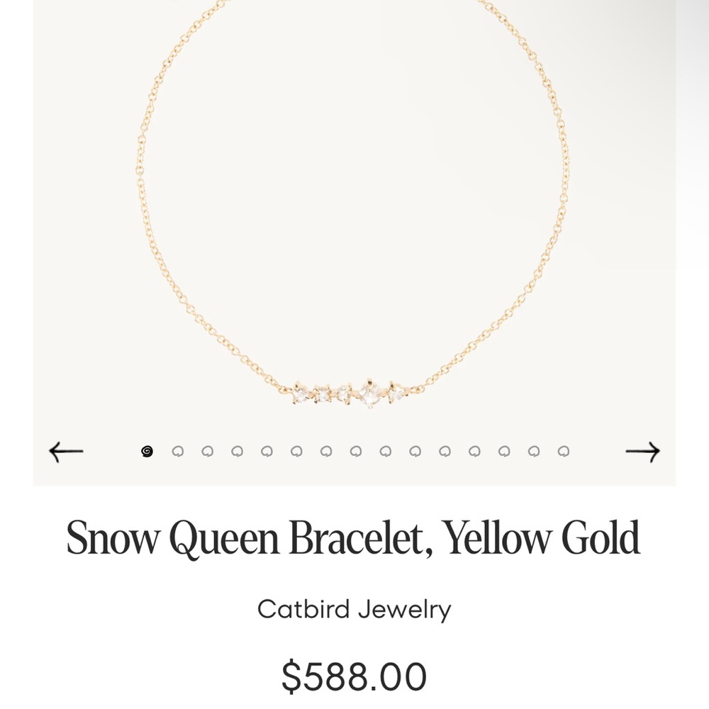 CATBIRD Snow Queen Yellow Gold 14K Diamond Bracelet Fine Jewelry